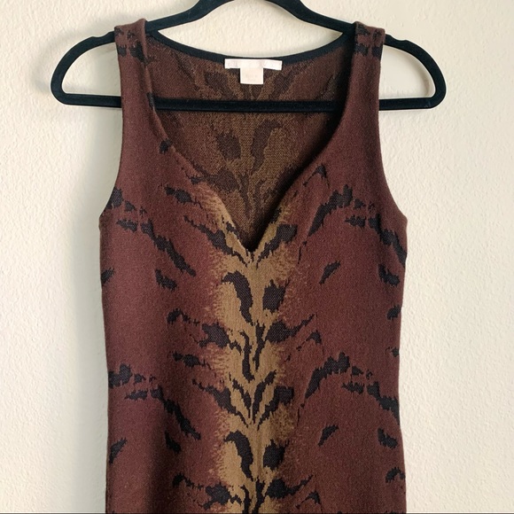 Antonio Berardi Animal Print Wool Dress Brown - Picture 2 of 9